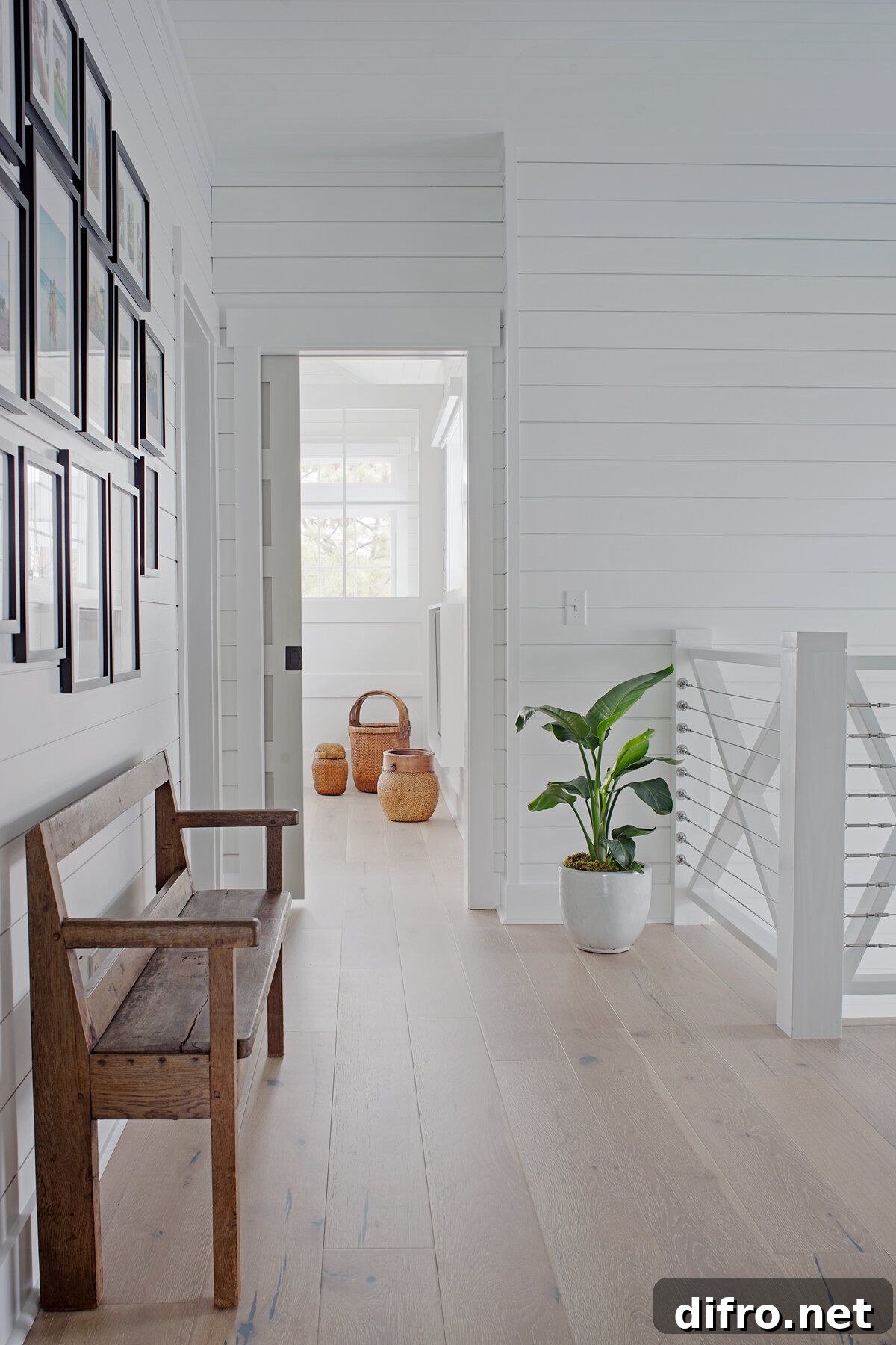 Spacious beach-style interior painted white
