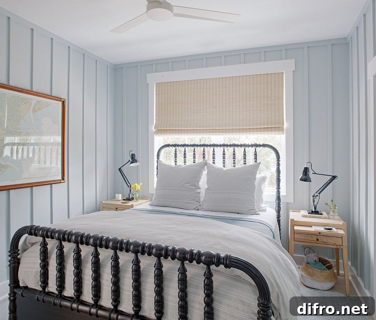 Blue and white bohemian bedroom