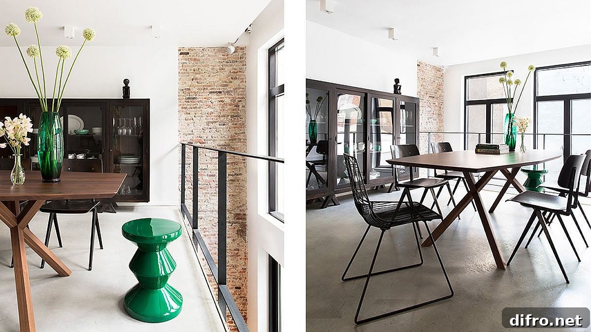Multi-level interior with a gorgeous dining area