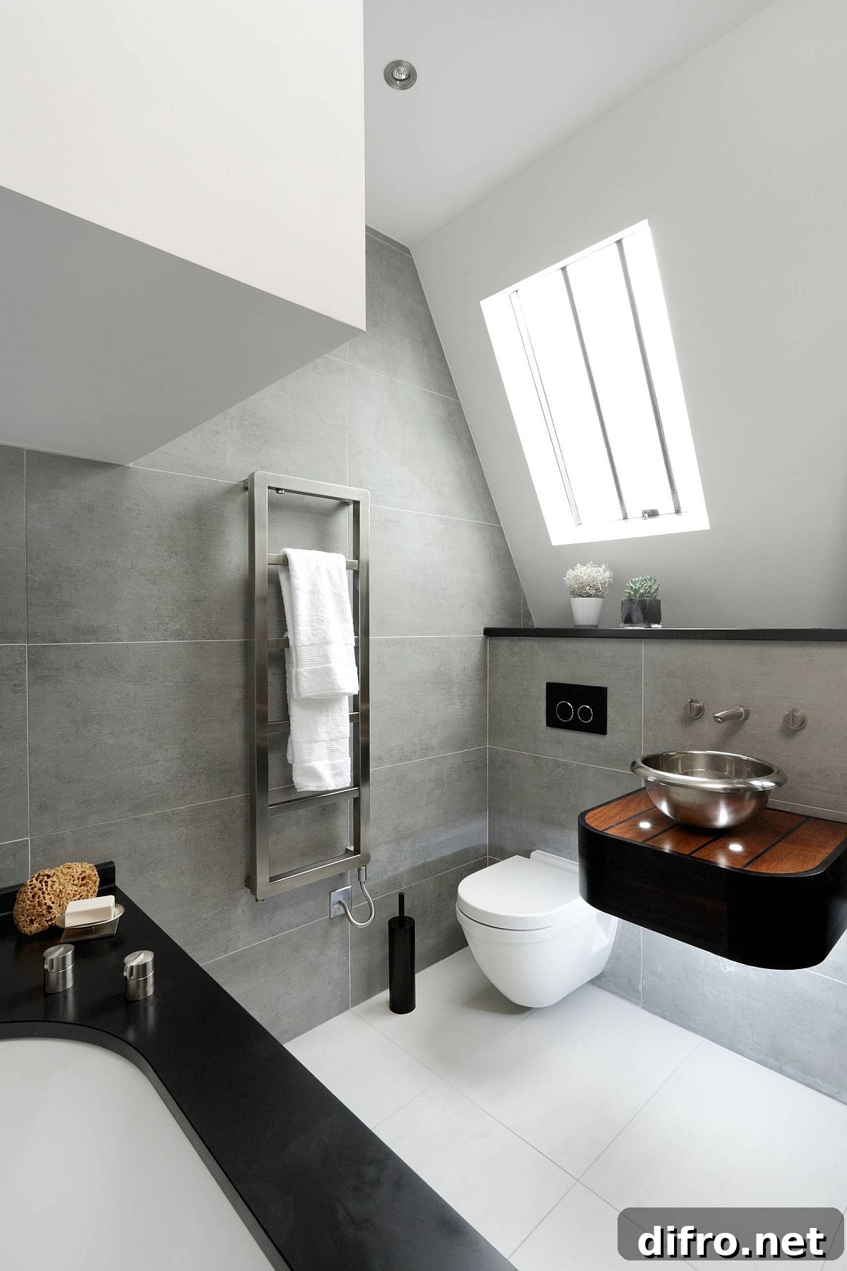 Sophisticated gray and white contemporary bathroom