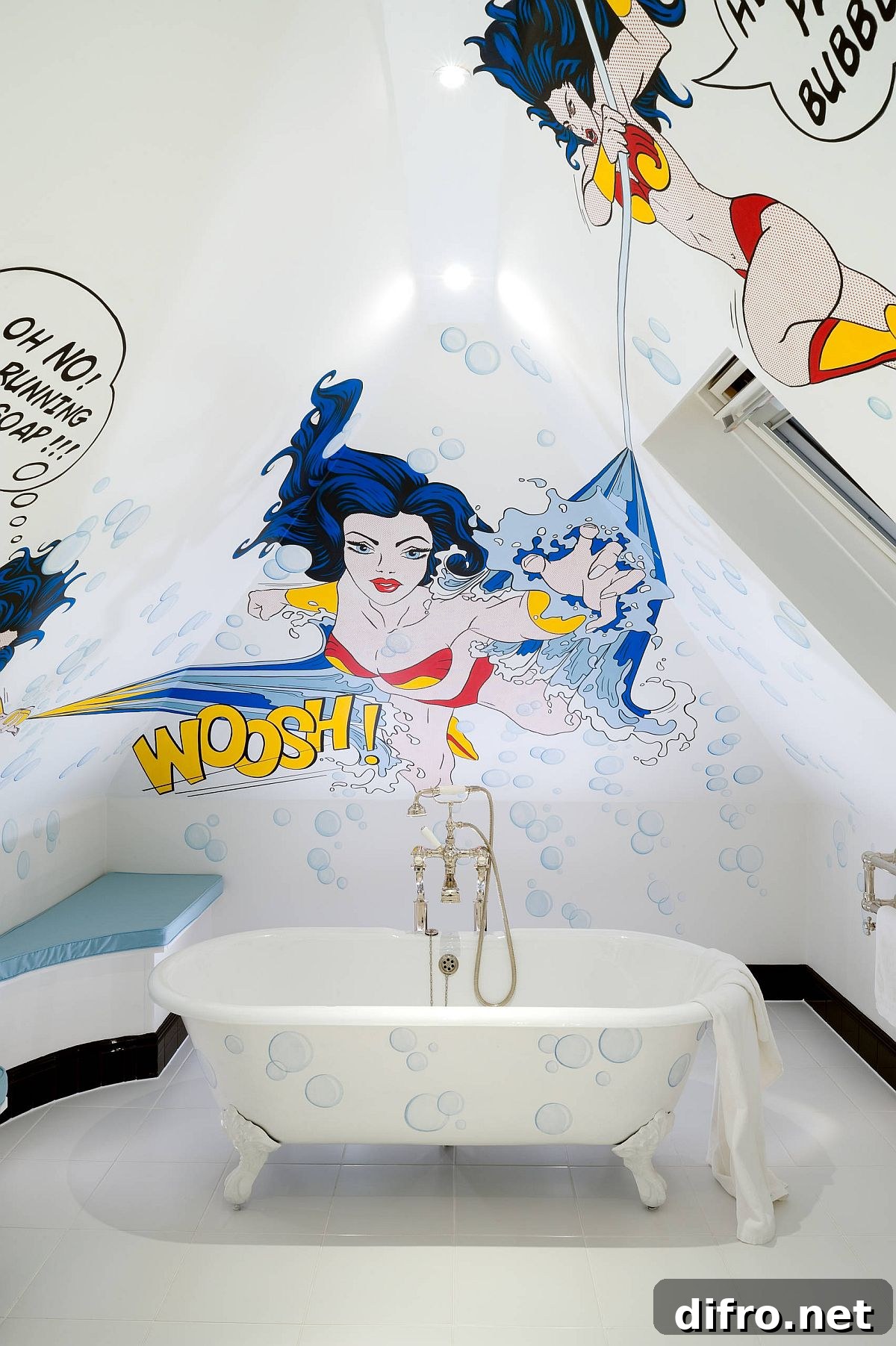 Contemporary bathroom with bold graphic accents