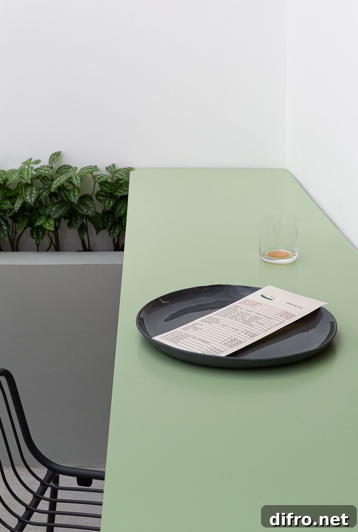 Compact tables and seating arranged to maximize space