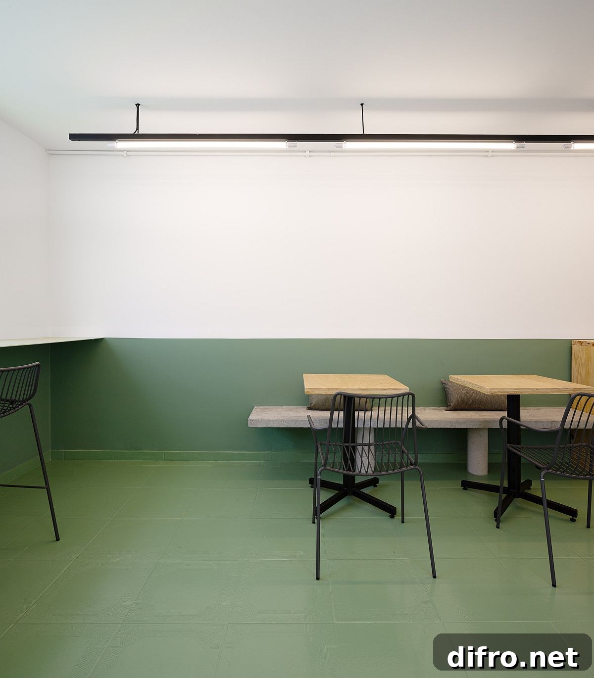 White and green color scheme combined with modern minimal design