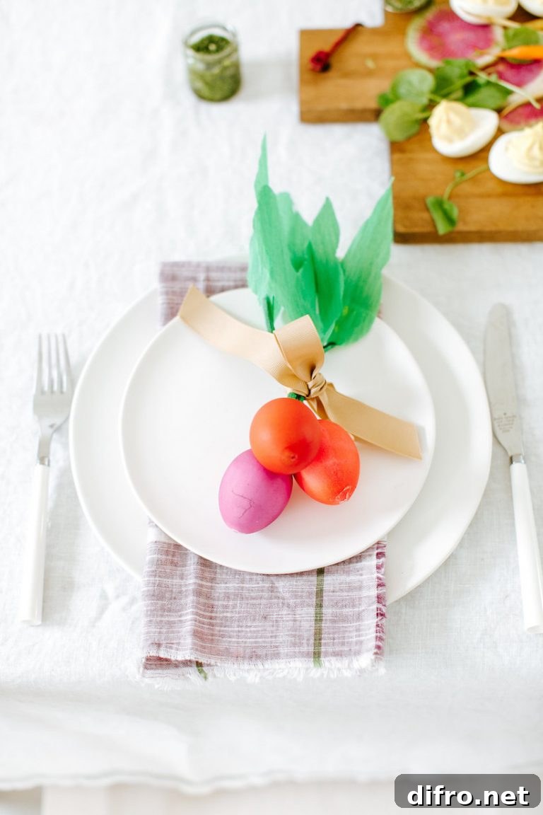 DIY Easter egg decorated like radishes