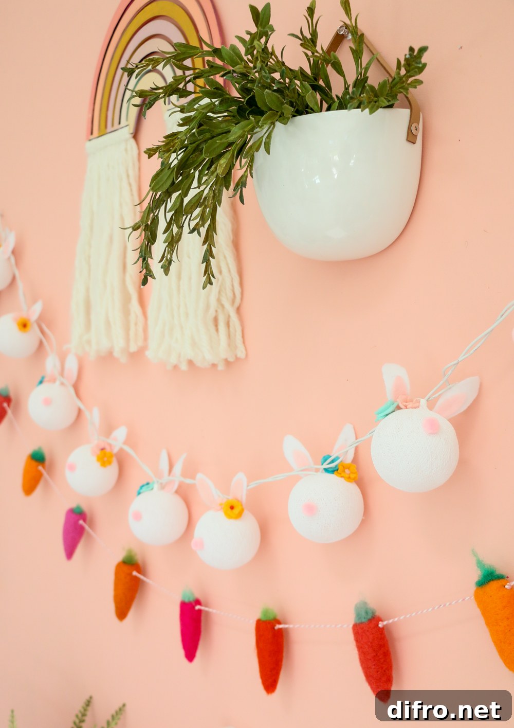 DIY bunny string light garland