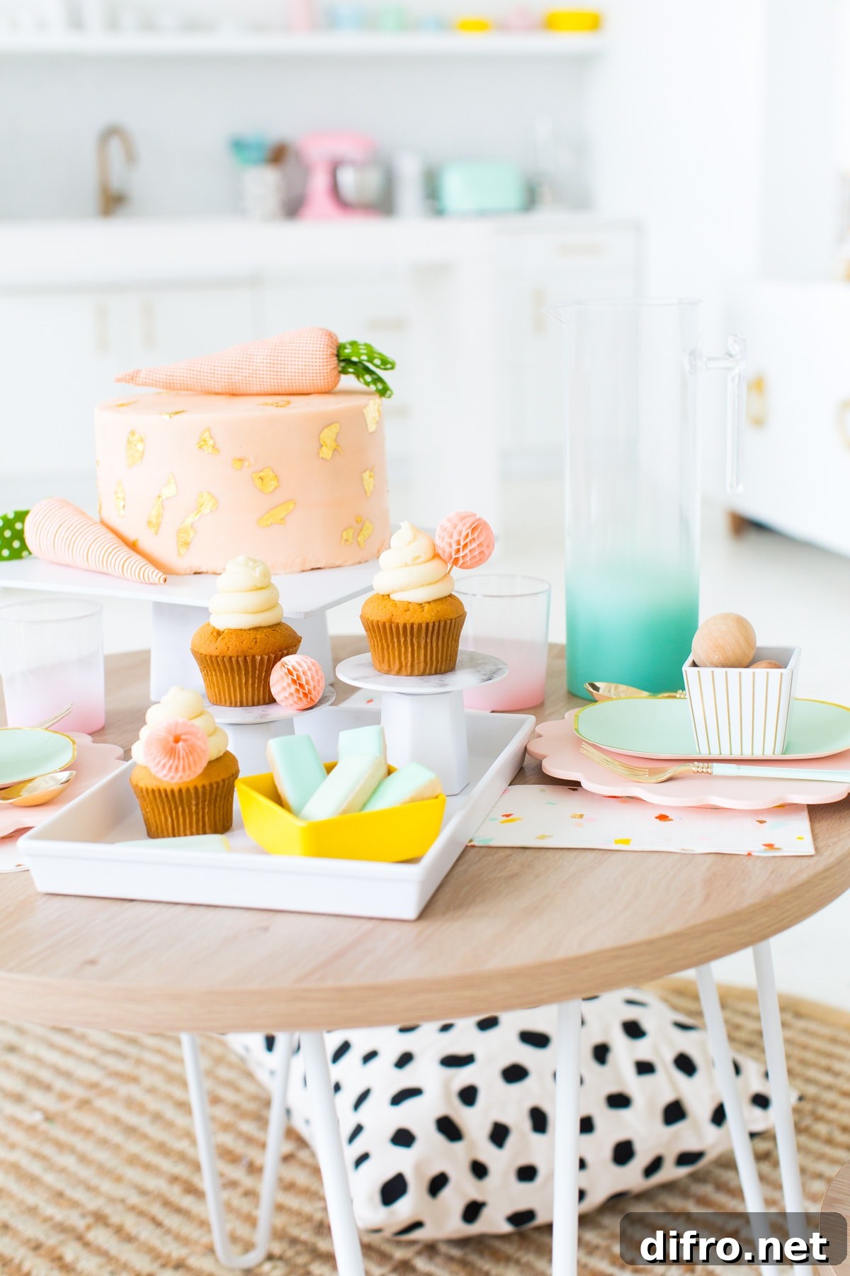 Pastel kids Easter table setting