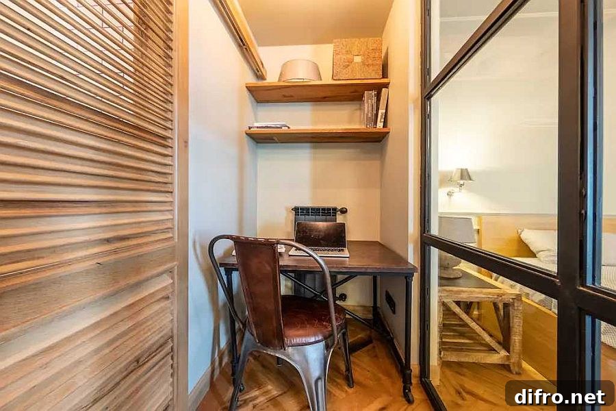 Clever hallway niche transformed into a home office