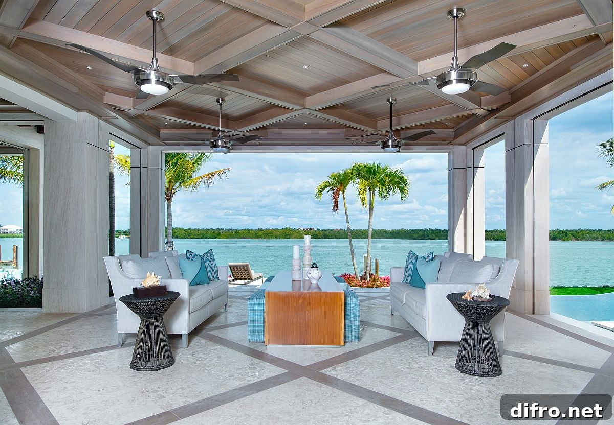 White and blue palette for a modern Mediterranean porch