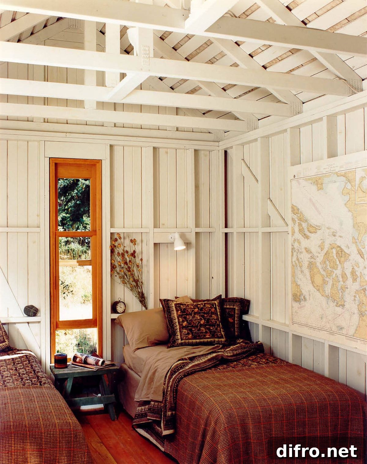 Rustic bedroom with map element