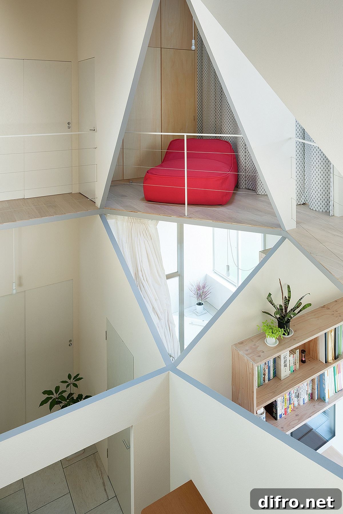 Varied cut-outs create micro-spaces within the home