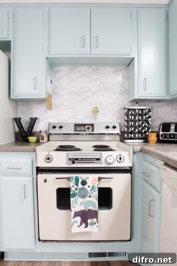 Marble contact paper backsplash