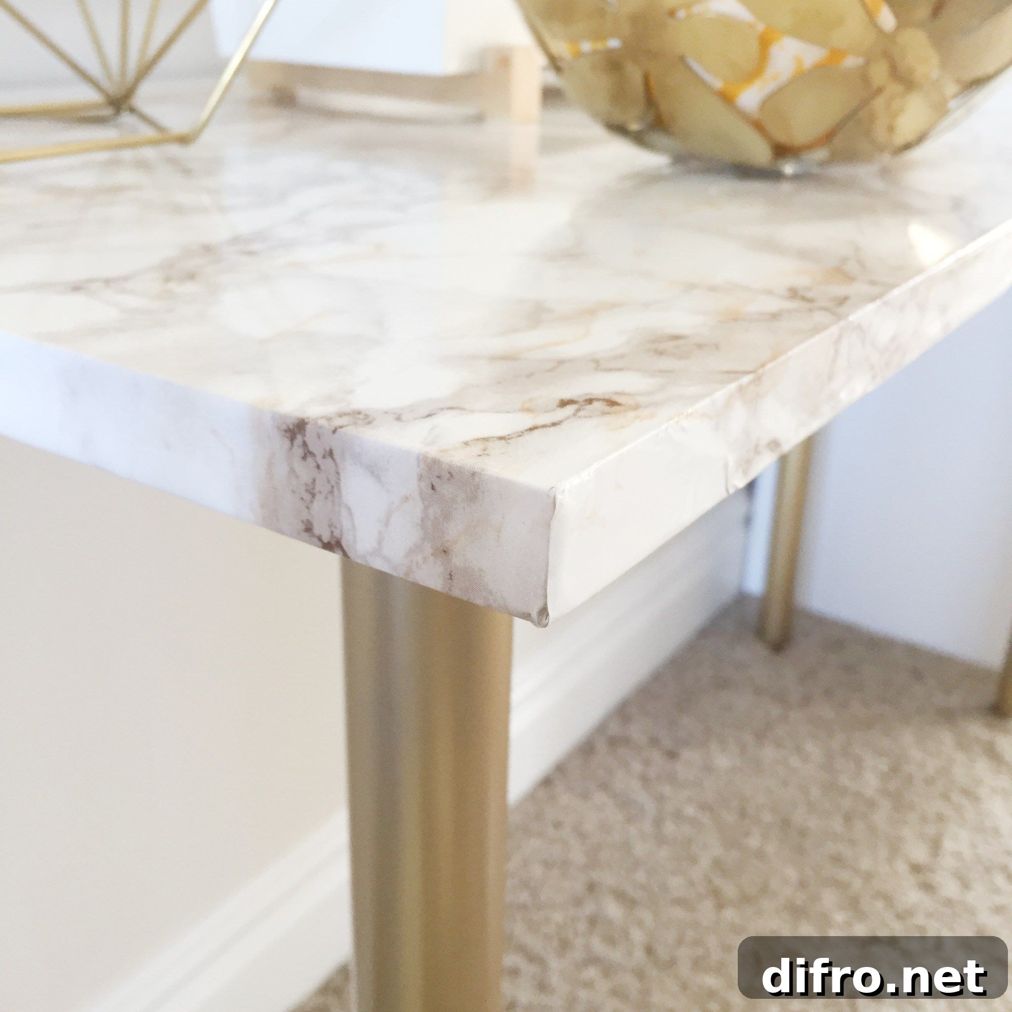 Desk updated with marble contact paper