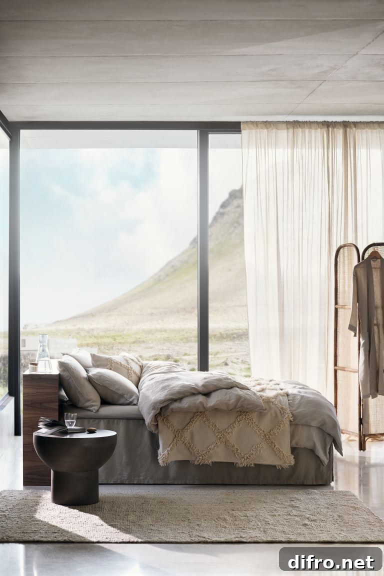 Textured bedspread in a serene bedroom