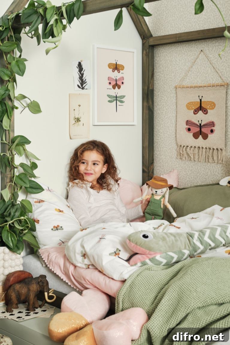 Kids room styled with soft textiles