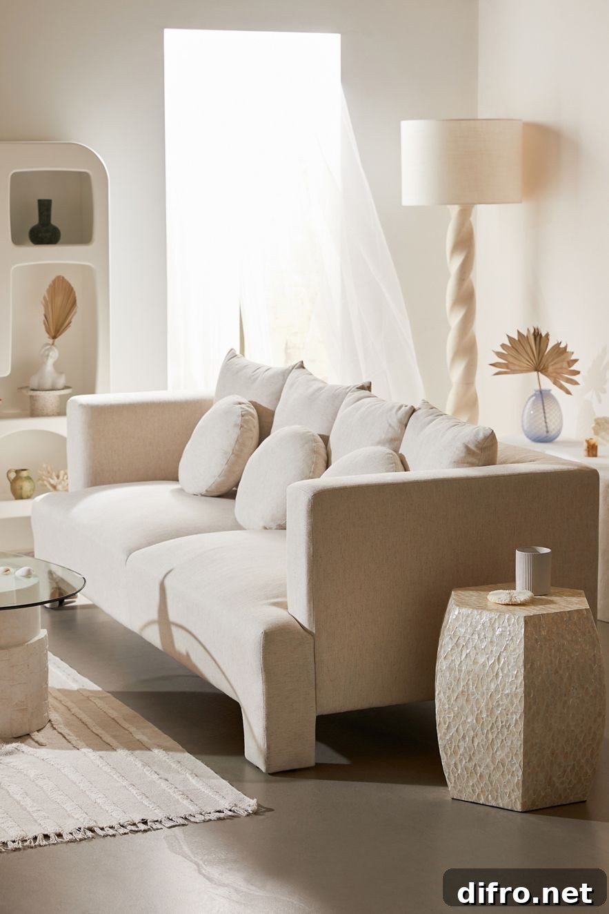 White living area with textured accessories