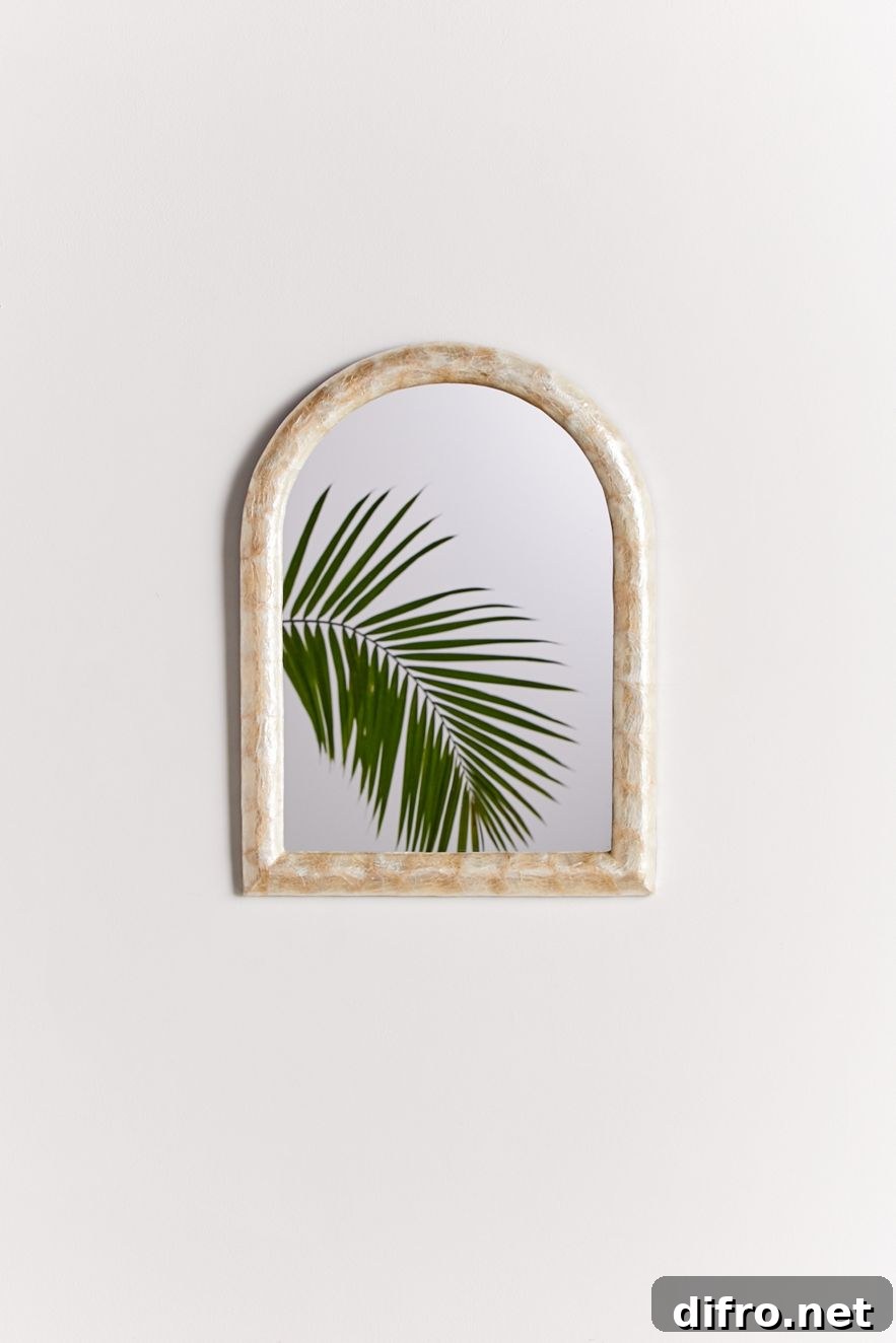 Capiz arched wall mirror