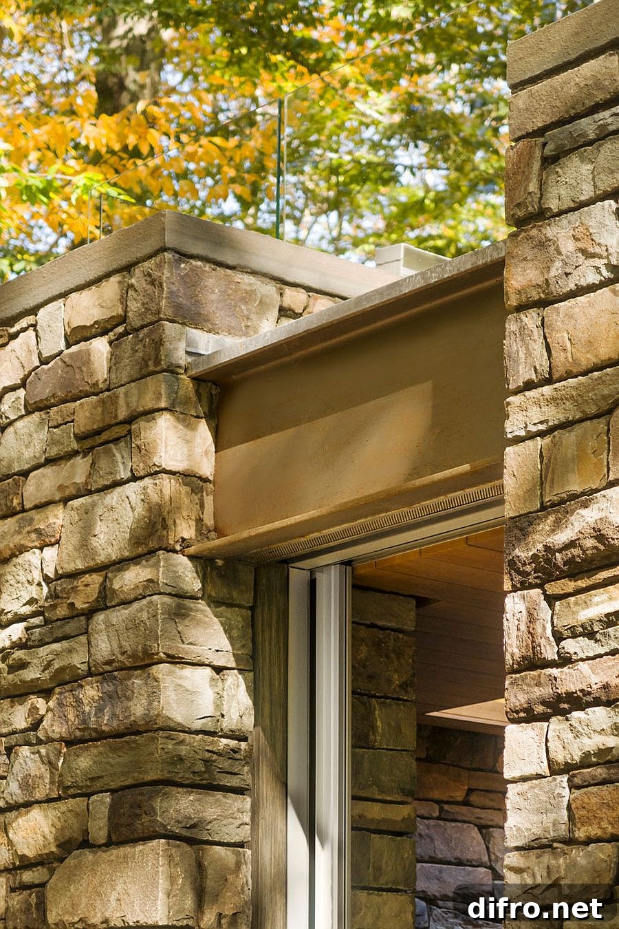 Closer look at stone and glass Writer’s Studio