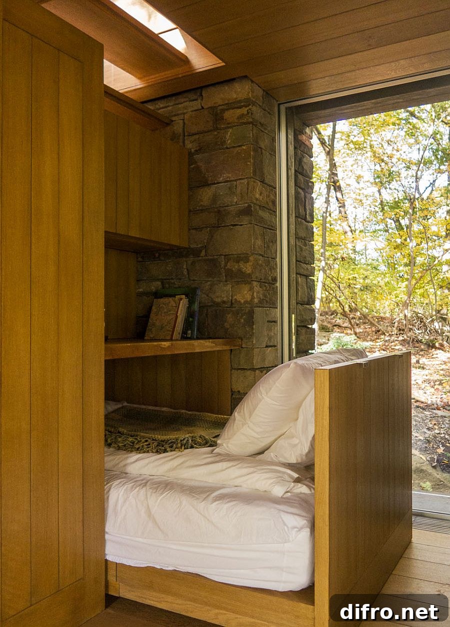 Slide-out bed converts living area to bedroom