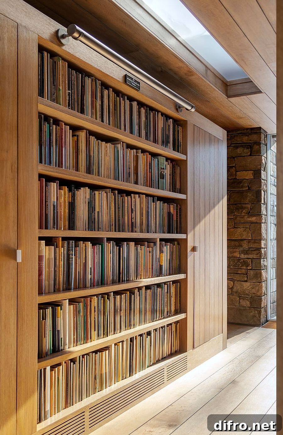 Custom wooden bookshelves for a large book collection