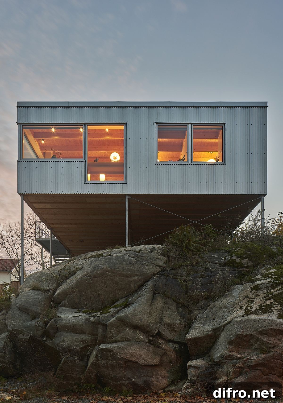 Warm interior lighting at Villa Ellsinger
