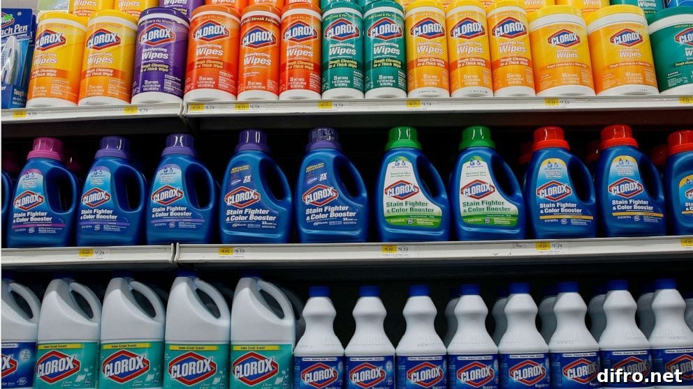 Household cleaning products on a counter