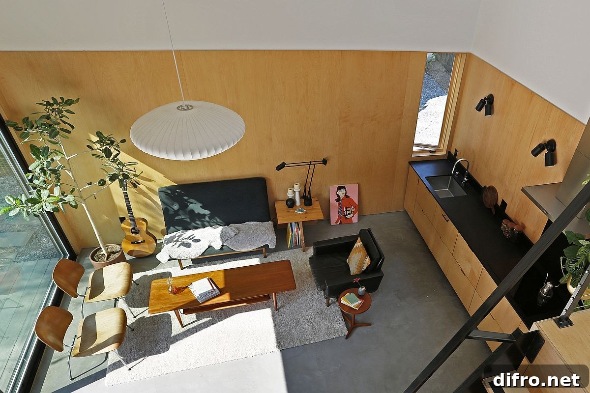View from the loft into the living area