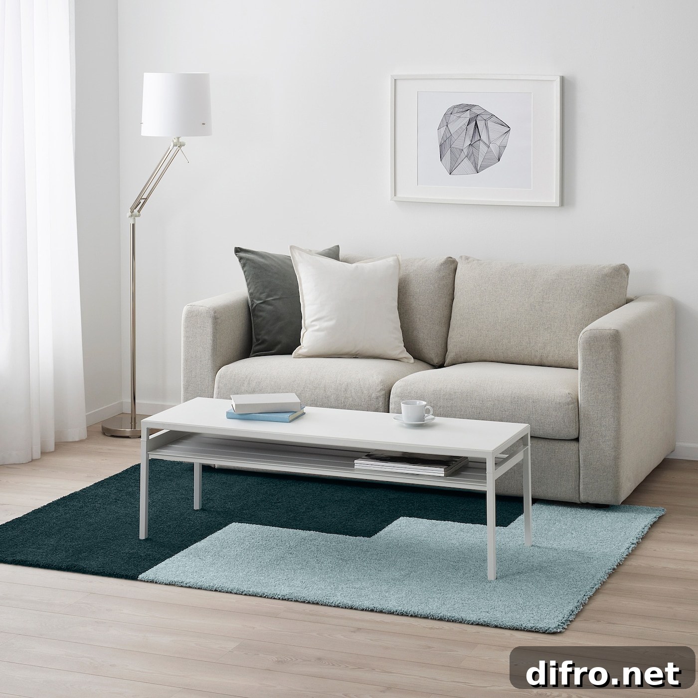 KONGSTRUP blue and green geometric rug