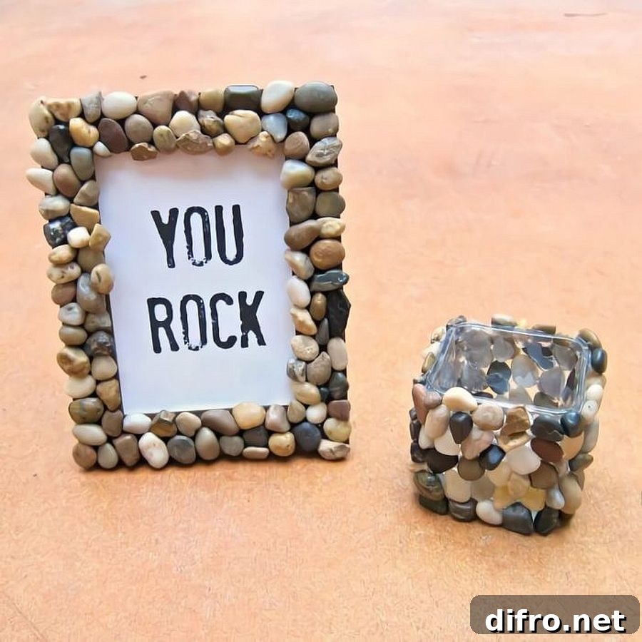 Easy to make photo frame crafted using rocks