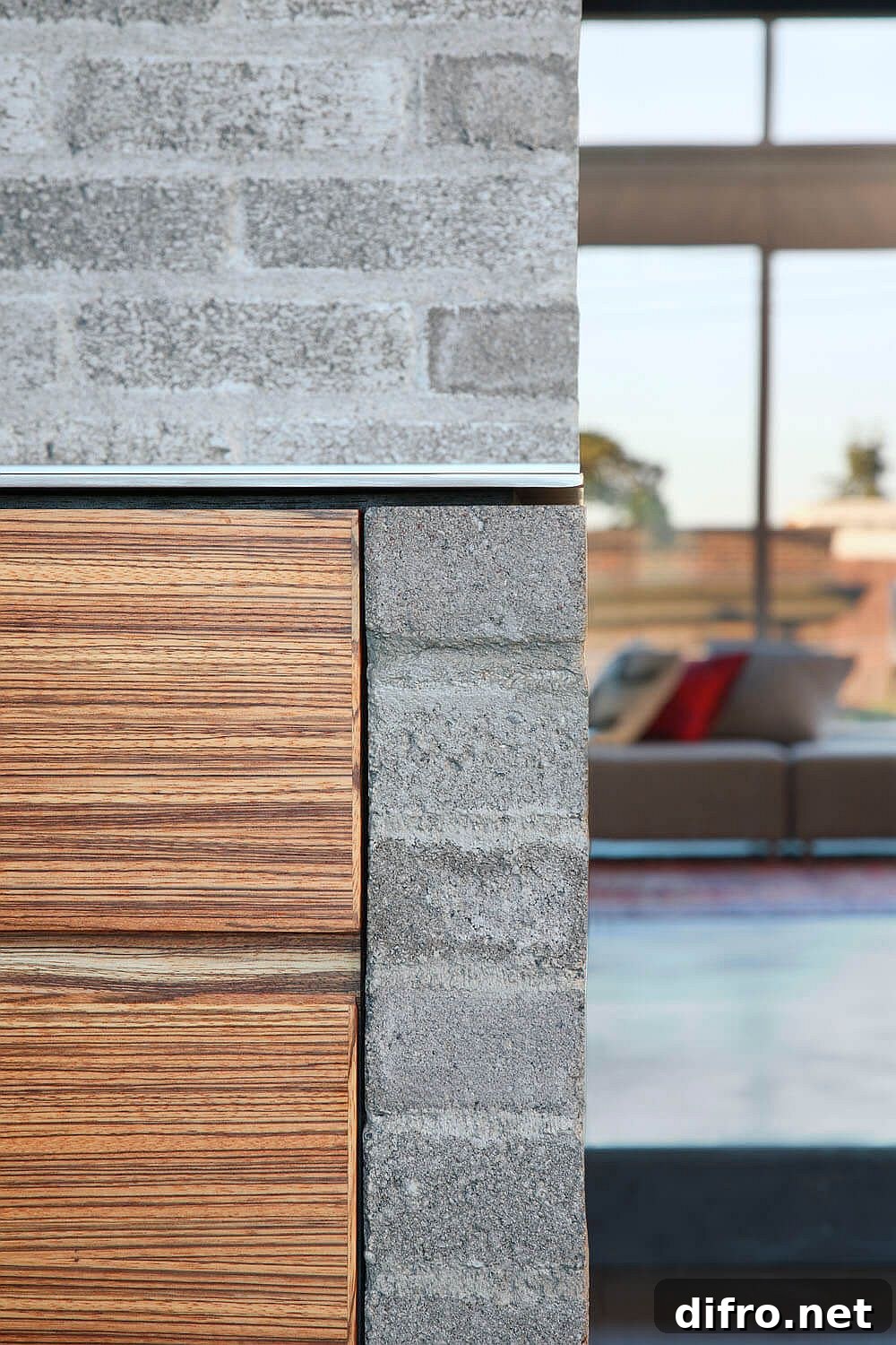 Concrete bricks used in the renovation add to its industrial appeal
