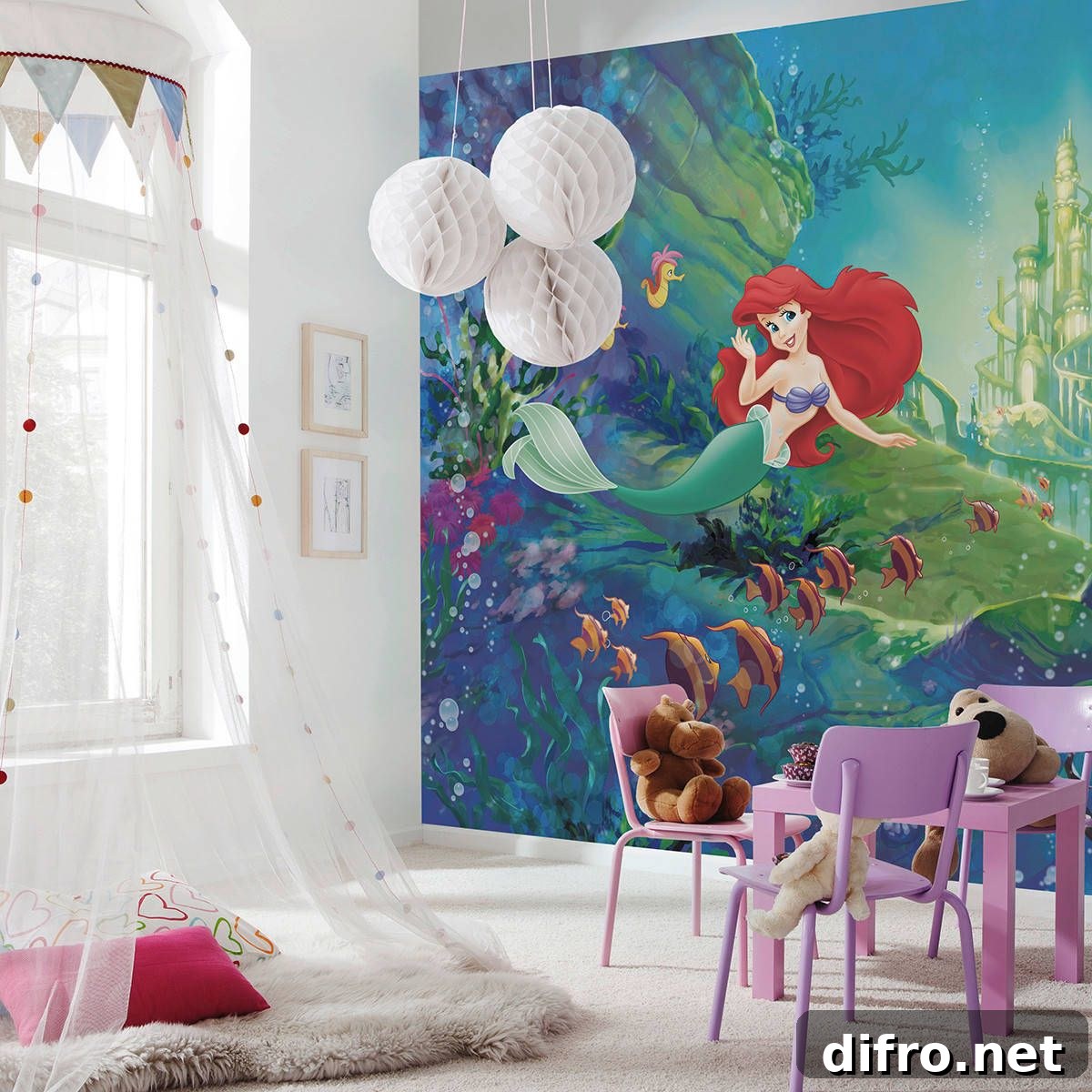 Playroom with Little Mermaid mural
