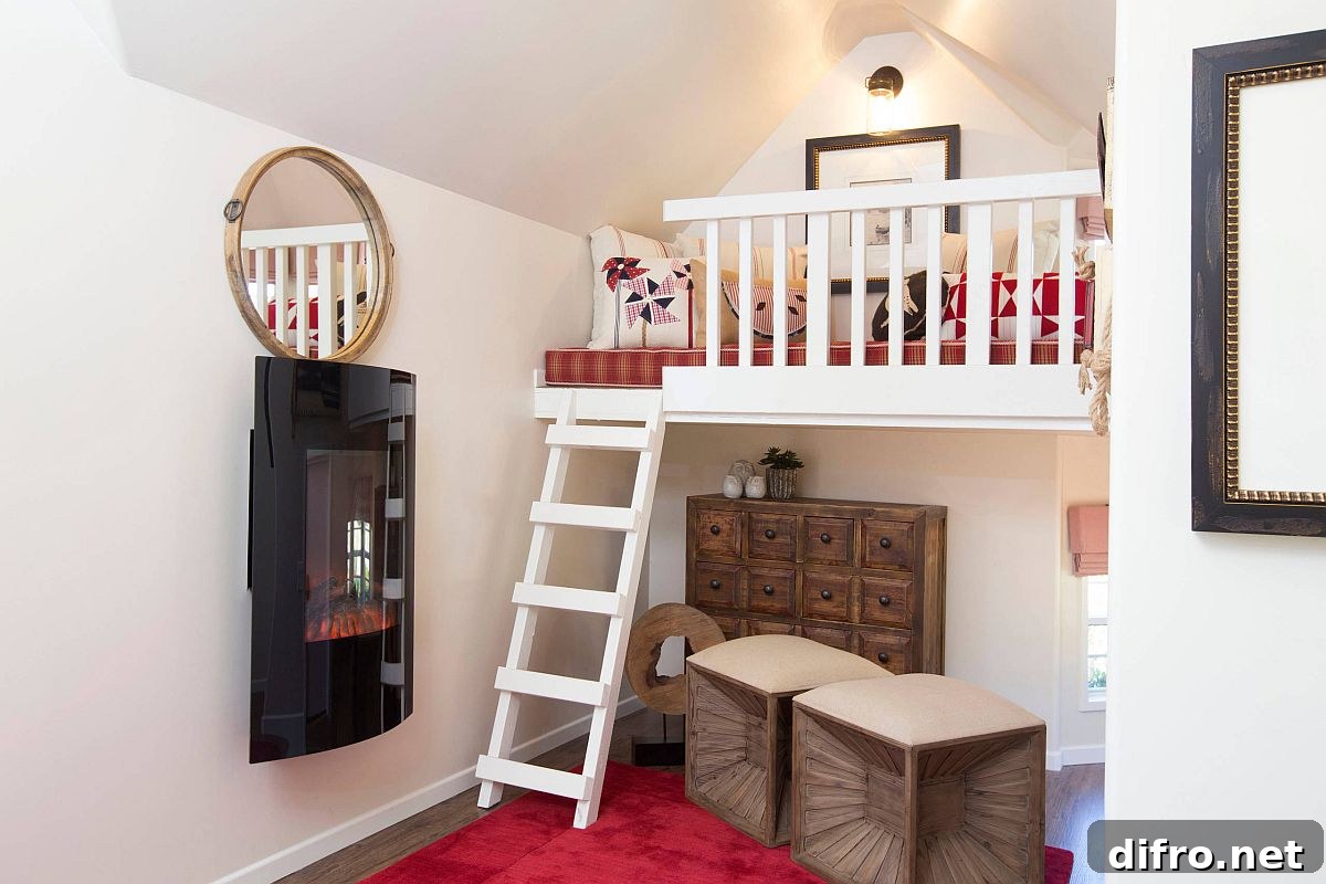 Tiny playhouse with loft and ladder