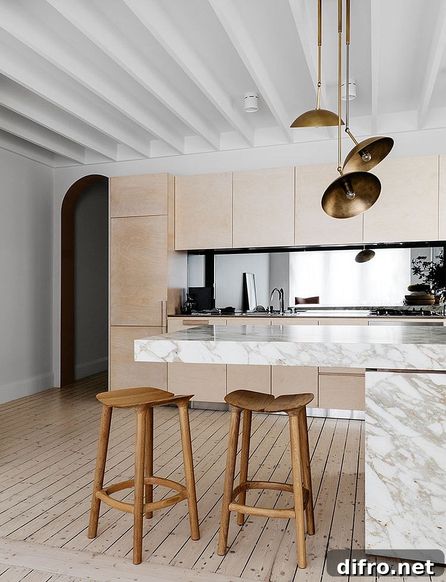 Calacatta marble counters and breakfast bar