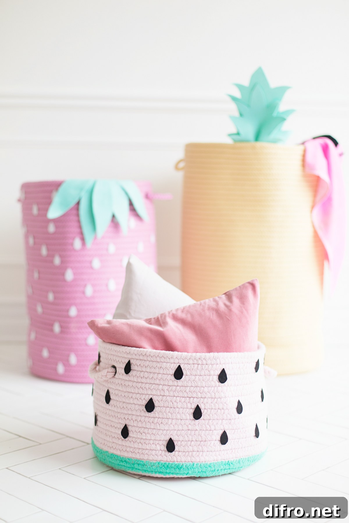 Fruit inspired storage baskets