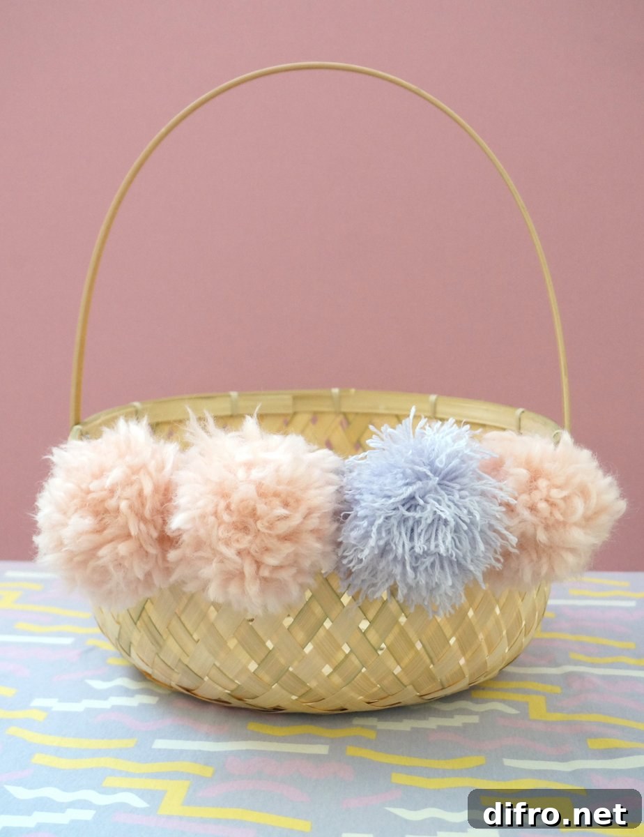 DIY Easter basket with pom poms