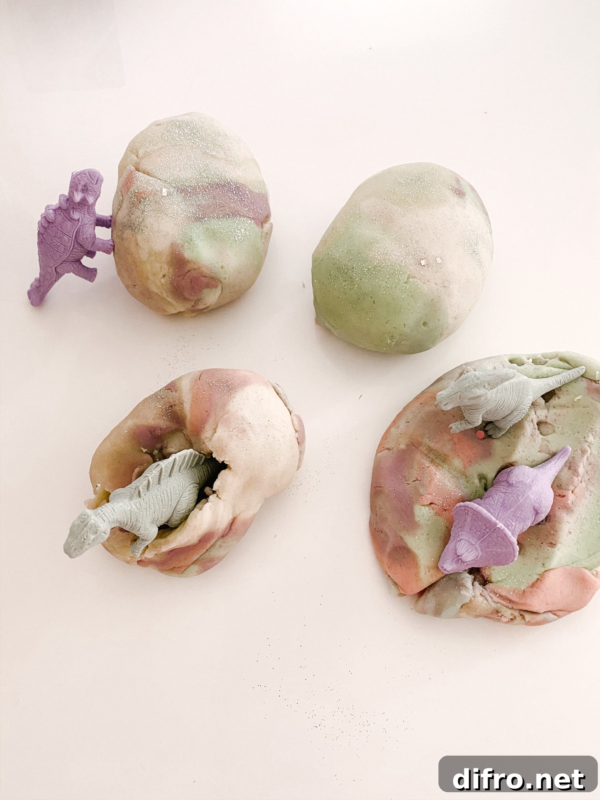 Playdough dinosaur eggs