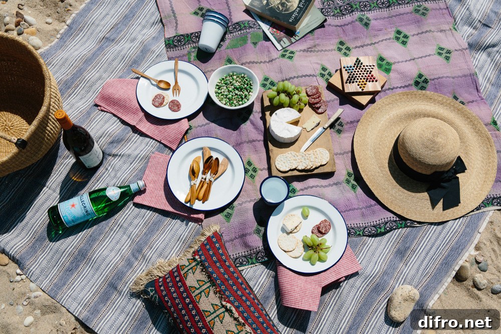 Stylish picnic with layered textiles