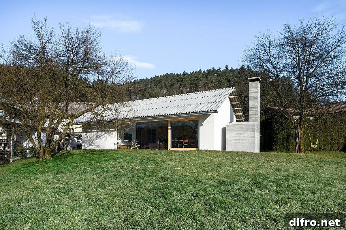 Green landscape around the house