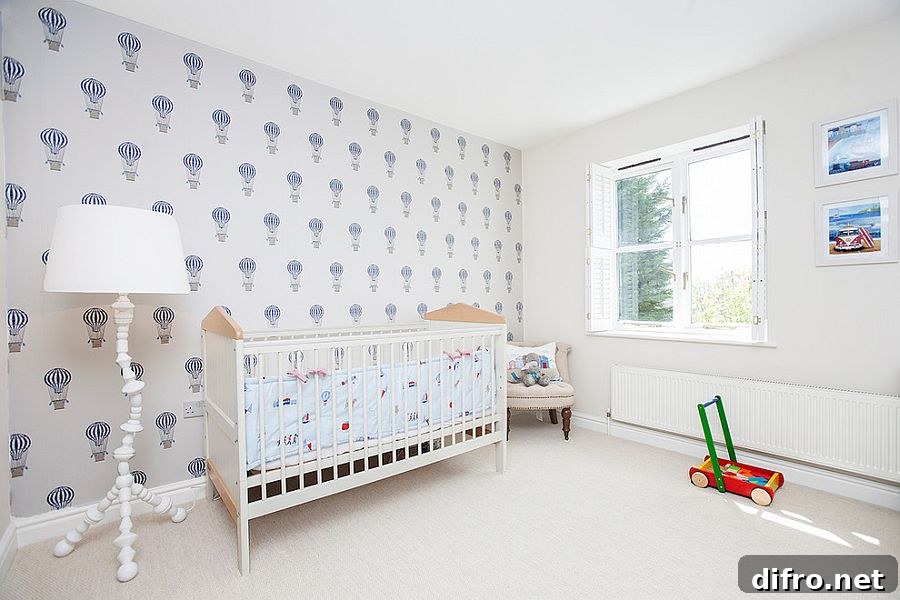 White and blue beach style nursery