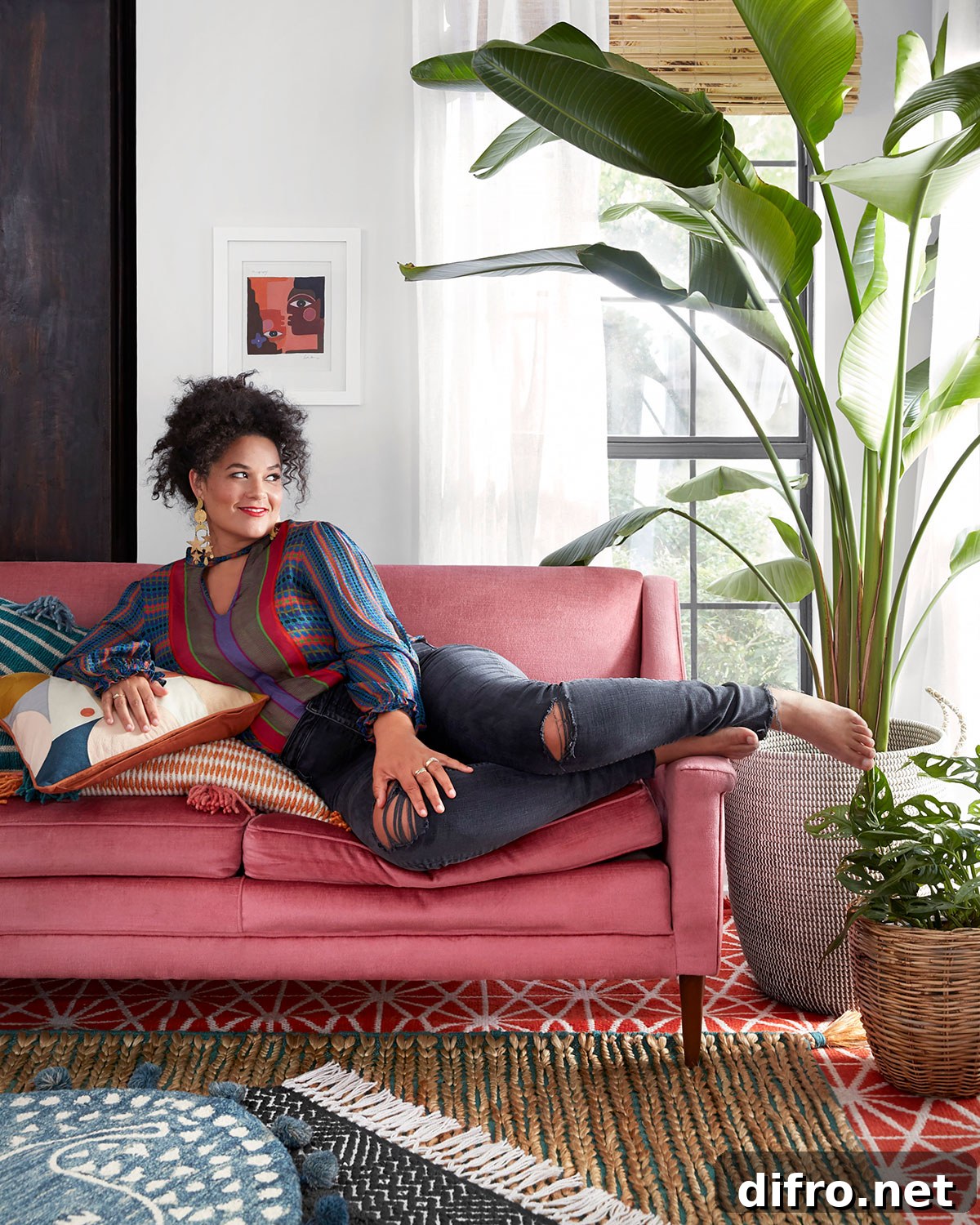 Justina Blakeney with plants