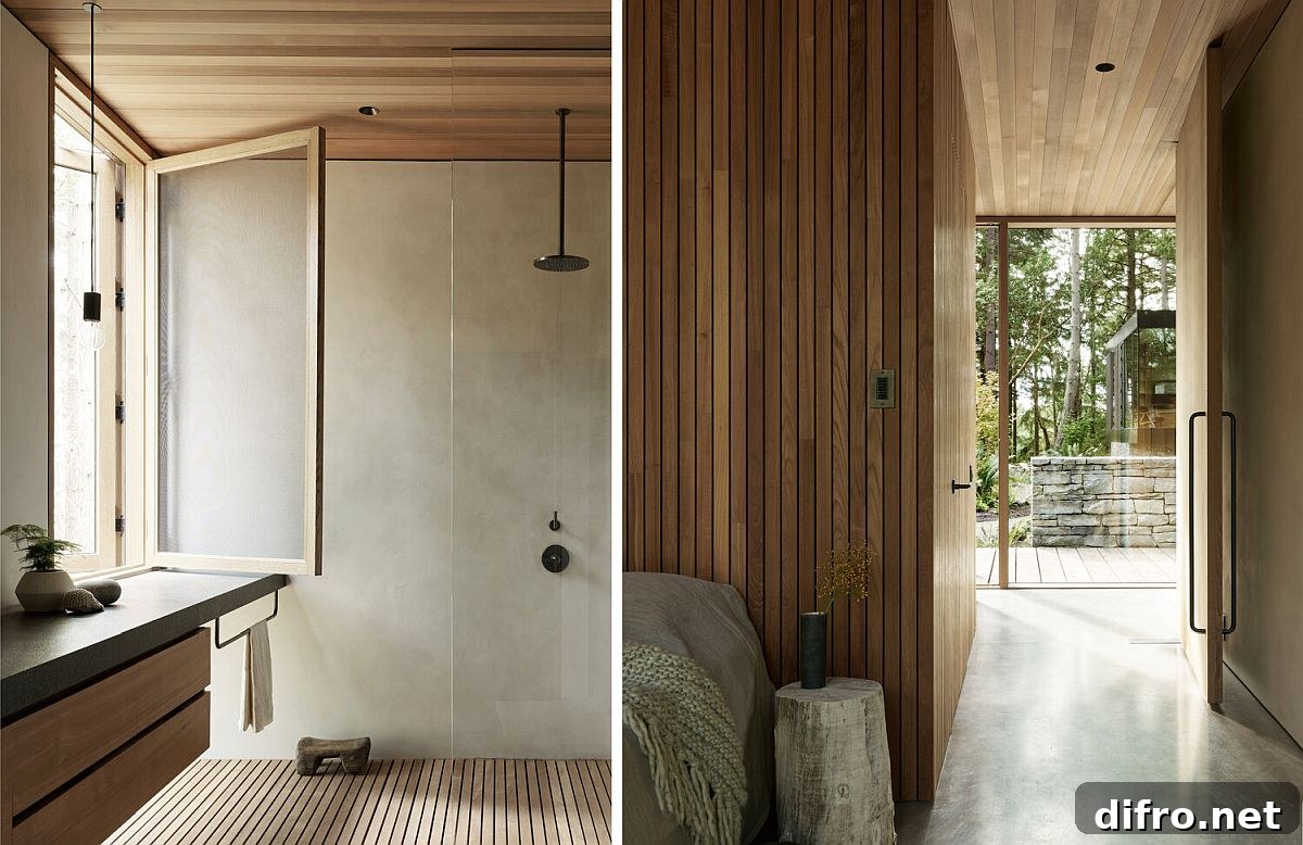 Modern rustic bedroom and bathroom design