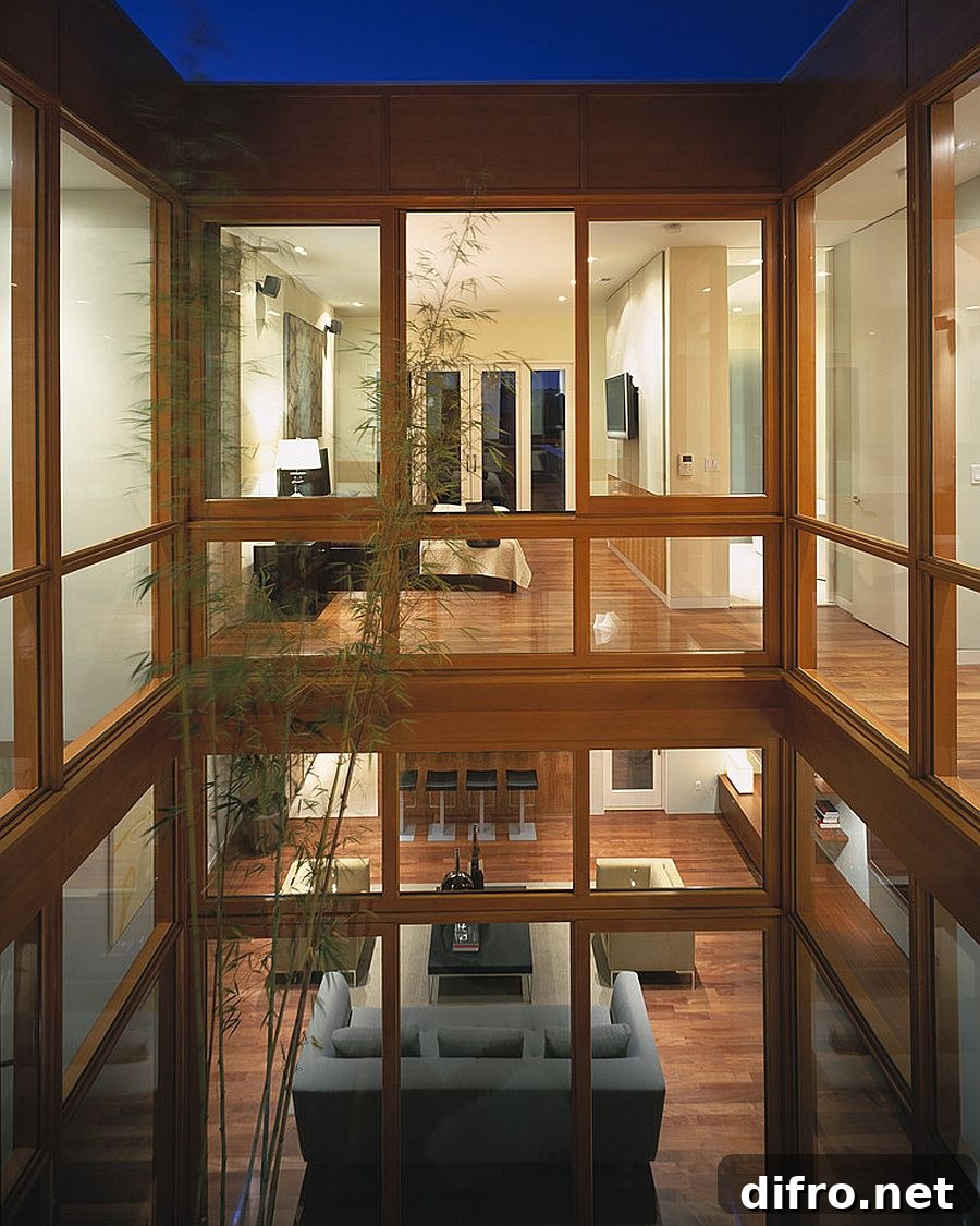 Atrium in a San Francisco home bringing light into surrounding rooms