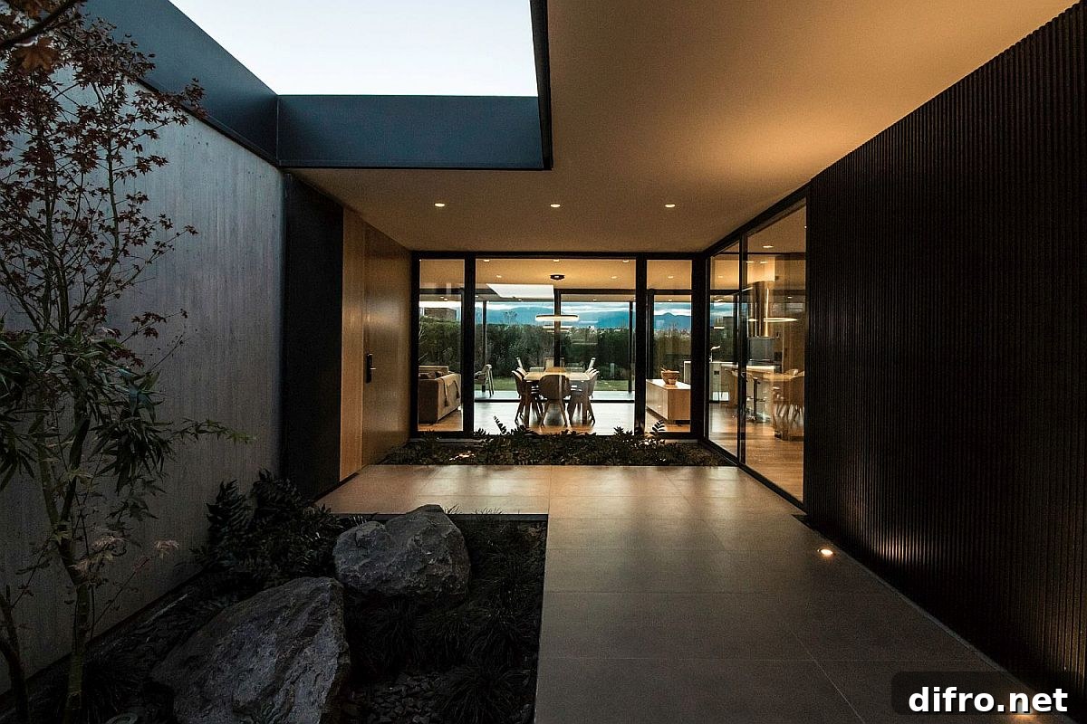 Light-filled private atrium in a contemporary house