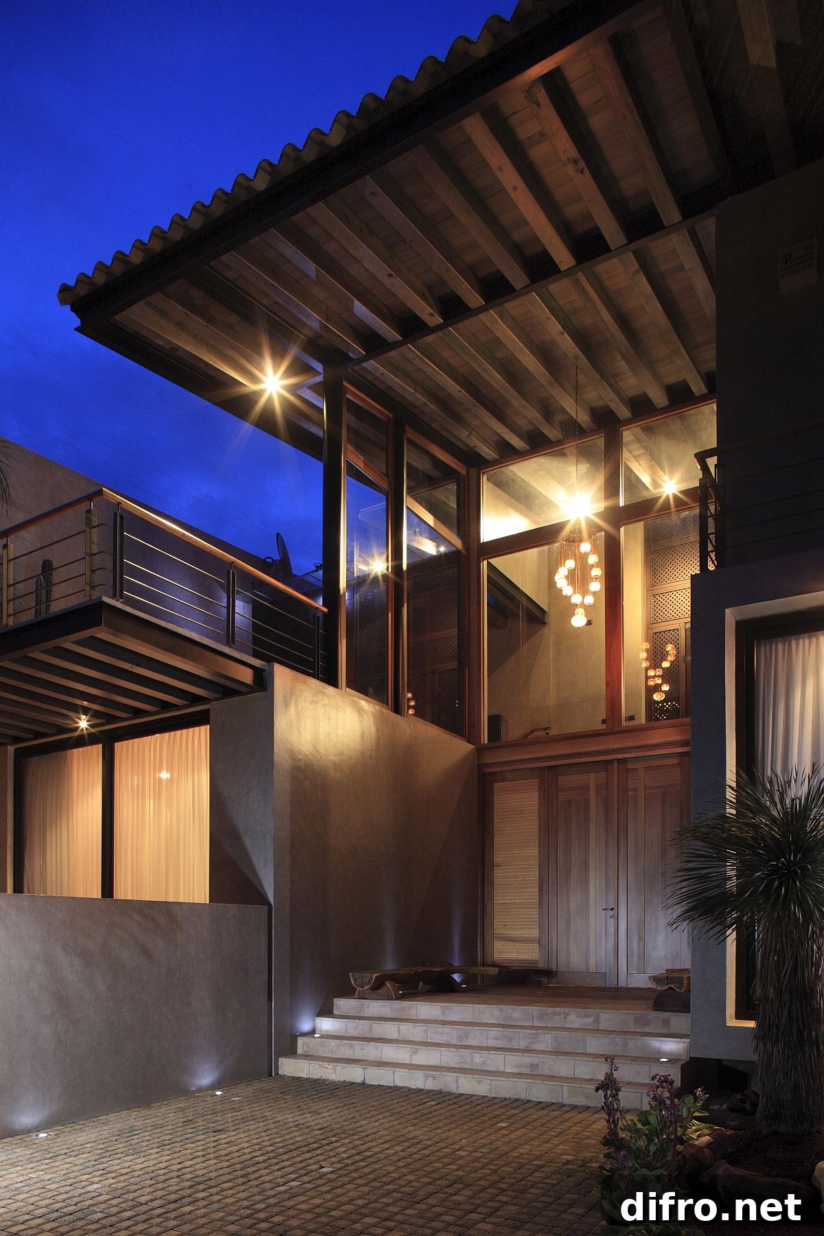 Lighting the entry and the stairwell for modern house