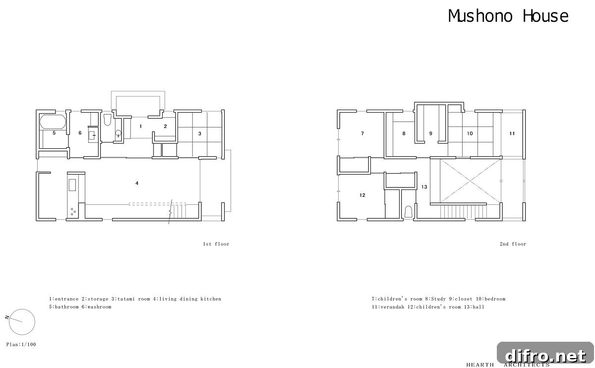 Floor plan of the Mushono House