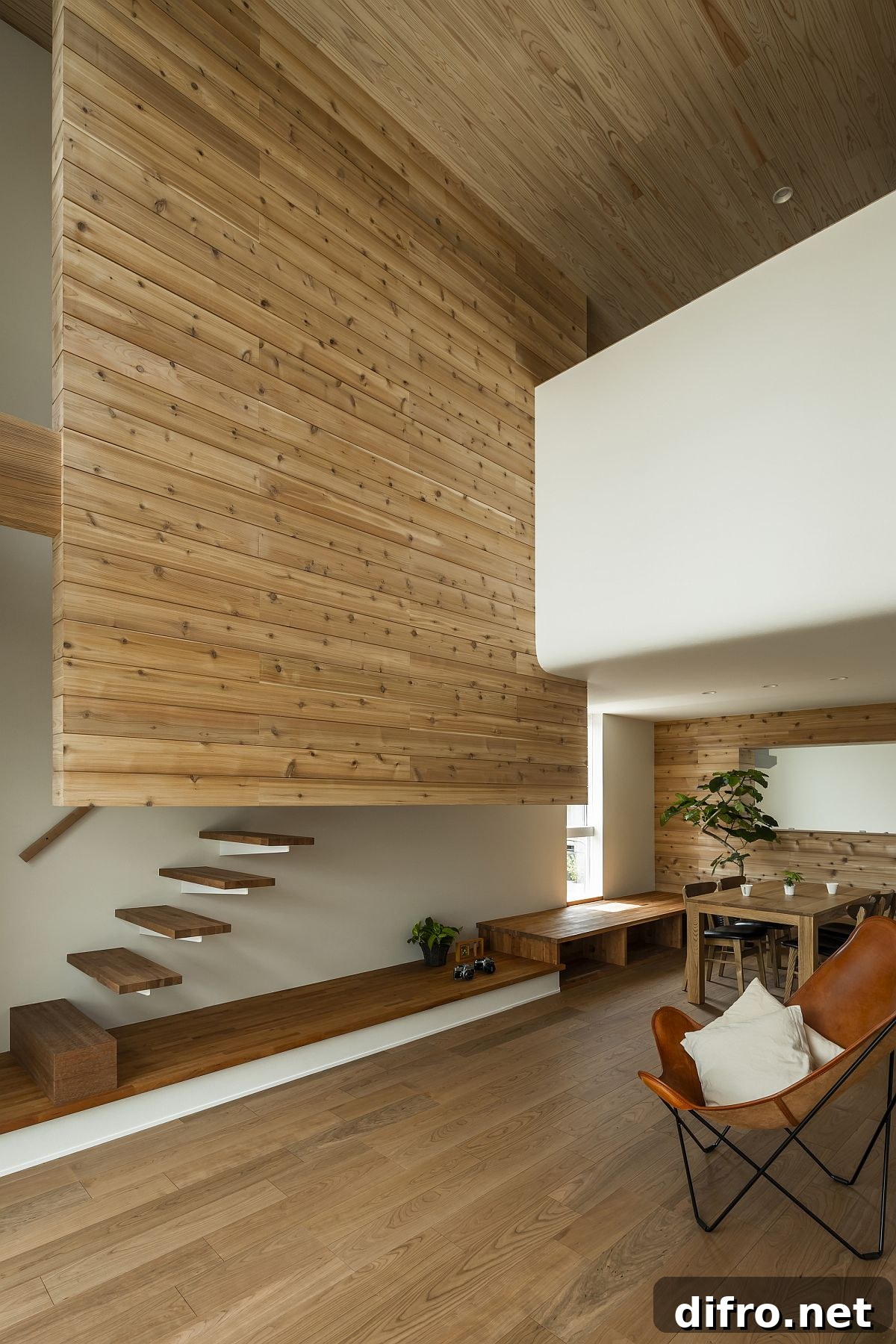 Innovative minimal staircase inside the modern Japanese home