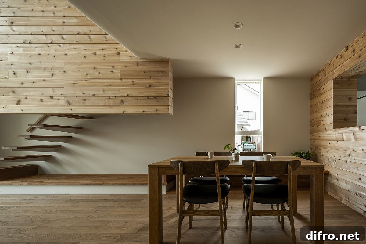 Walls draped in wood as an integral design feature