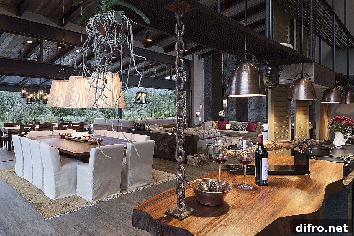 Interior view showing modern rustic decor and furnishings