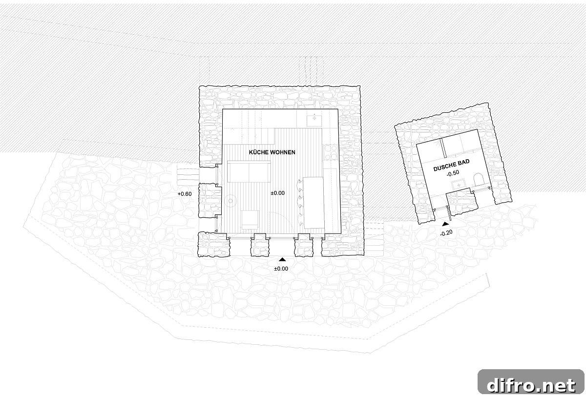 Ground level floor plan of Casa Lucciola Renovation