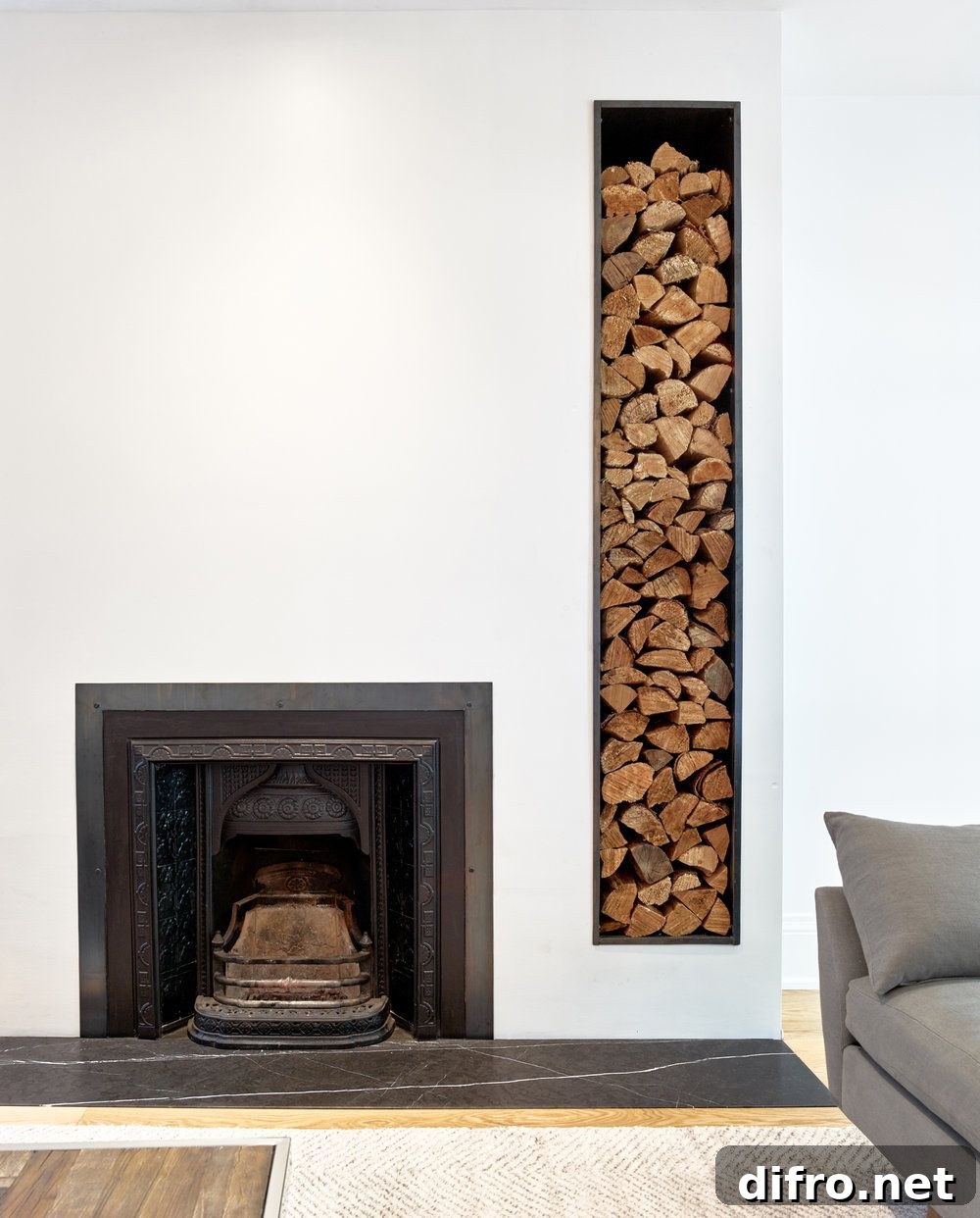 Classic fireplace retained within a refreshed contemporary interior