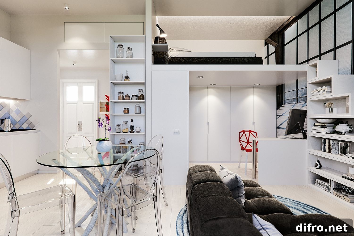 Small Studio apartment for students to rent in Milan has a space-savvy modern design
